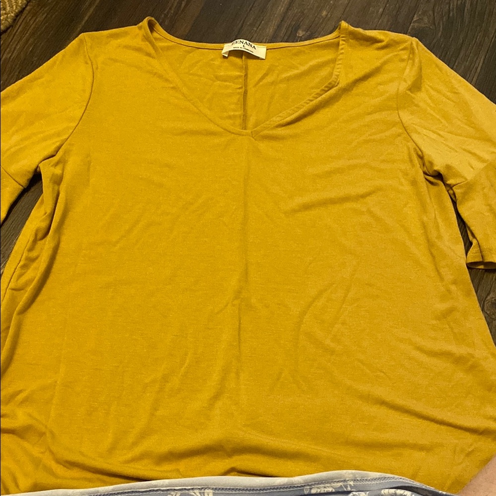 Anna Women's Mustard V-Neck Top
